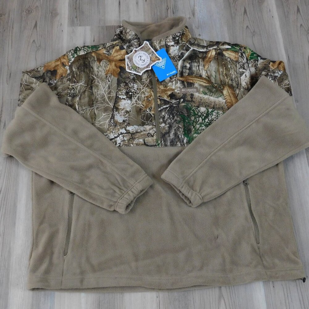 Columbia PHG Fleece 1/4 Zip Overlay REALTREE Edge Camo Hunting Men’s Size XXL